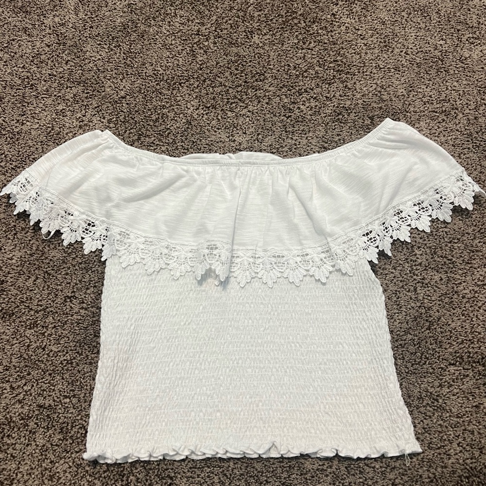 Off the shoulder white crop top